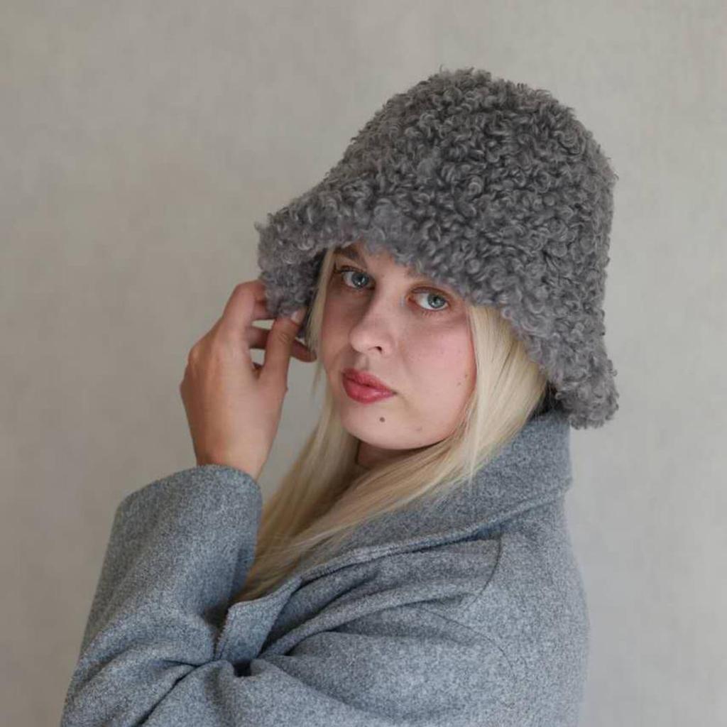 Cappello da pescatore invernale da donna in lana di agnello, cappello a cloche alla moda, cappello caldo con tesa larga, cappello da donna WGLUVF taglia unica per tutte