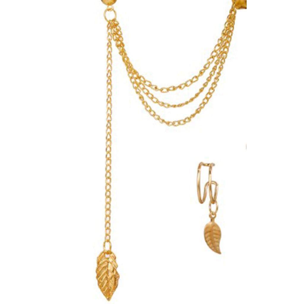 7pcs Ear Cuffs Earrings Women Girls Alloy Stylish Leaf Star Shaped Pendant Clip On Earrings Jewelry Set