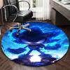 1 pièce Tapis Rond Bleu Flamme Sonic le Hérisson - Tapis de Chaise de Bureau Design Anime, Tapis Antidérapant pour Décoration Intérieure