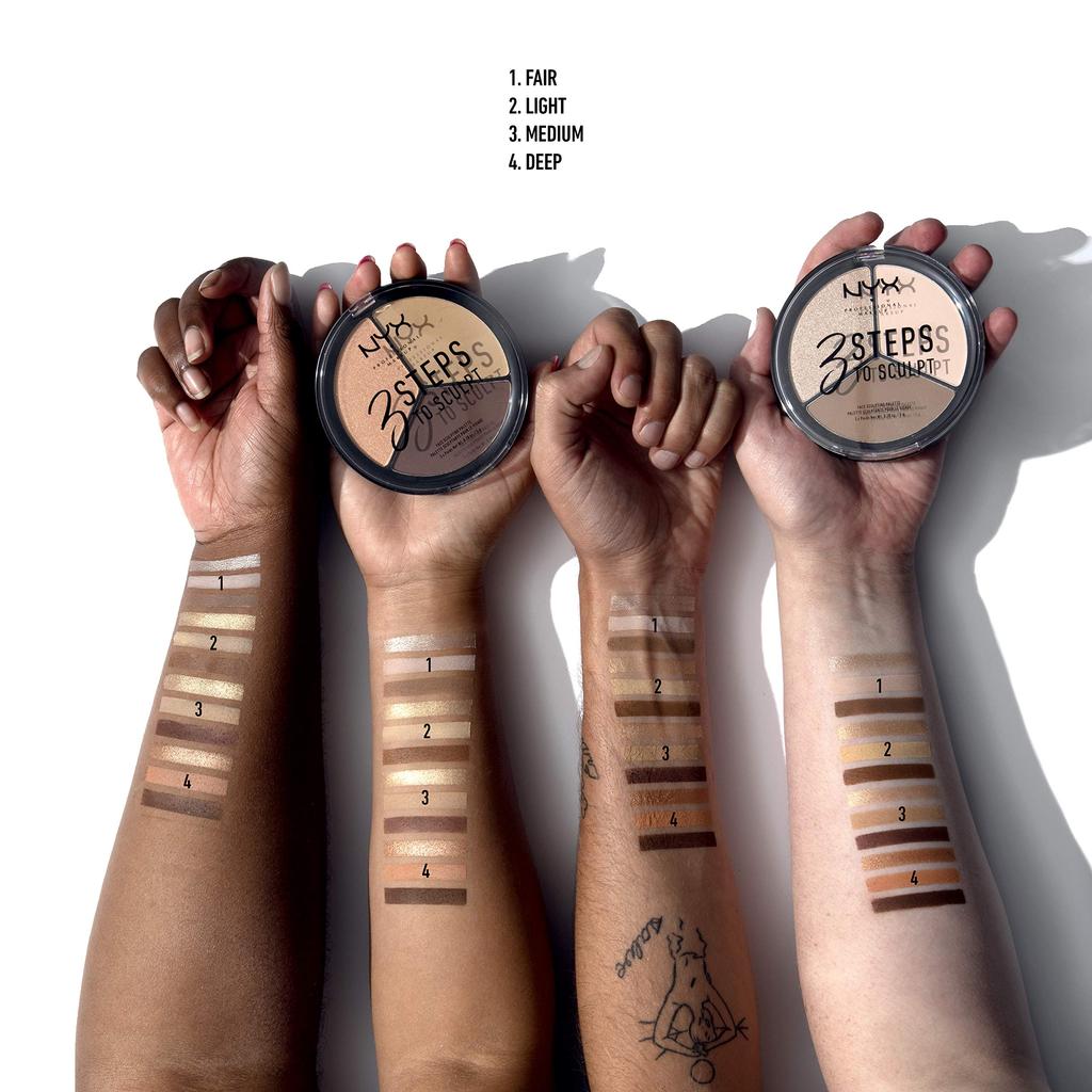 NYX Professional Makeup 3 passaggi per scolpire la tavolozza di scultura del viso 02 Color Light