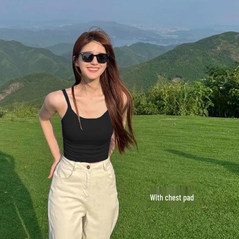 Criss-Cross Strap Back Tank Top with Chest Pads - Anti-Exposure, Strapless Base Layer One Size чёрный