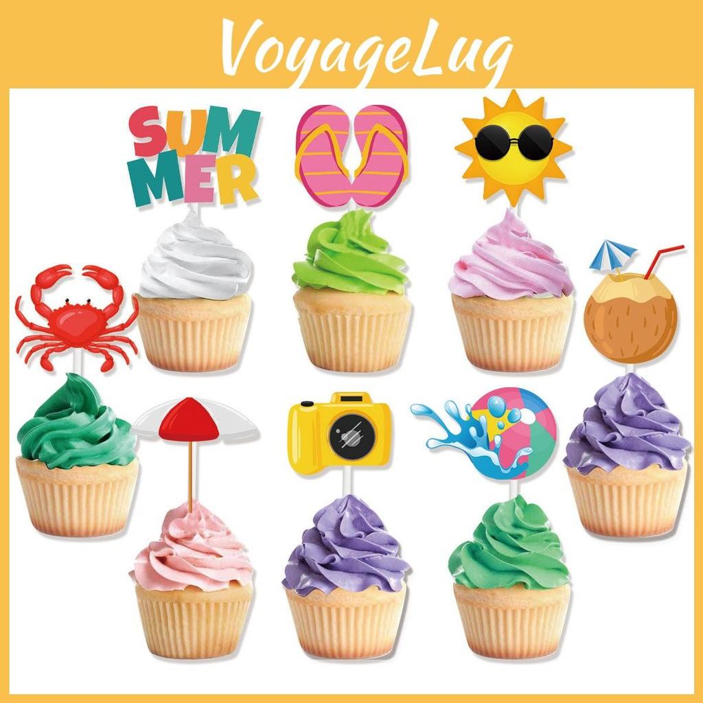 Cake Party Summer Toppers With Paper Flag Inserts Kids Birthday Prop Festival