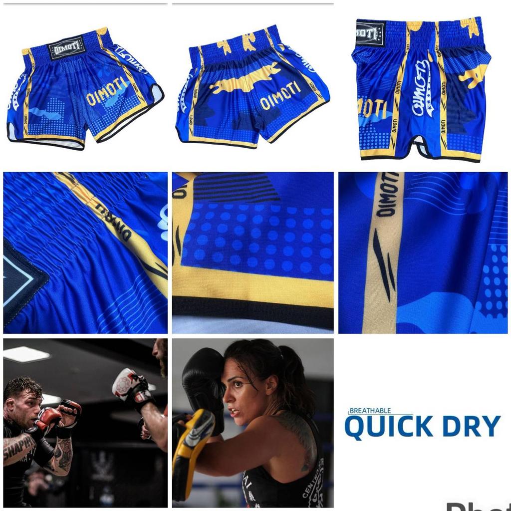 Blue Camouflage Muay Thai Kickboxing Boxing MMA UFC Casual Shorts Gym Sport Unisex Men Women Workout Quick Dry Print Elastic High Waist Training
