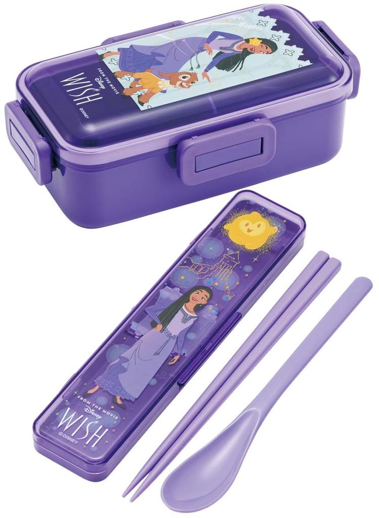 Skater Chopsticks and Spoon Combo Bento Adult Silent Silicone Made in Disney Wish Set, 18cm, Antibacterial, Box, Size, Cushion, Japan, CCS3SAAG-A