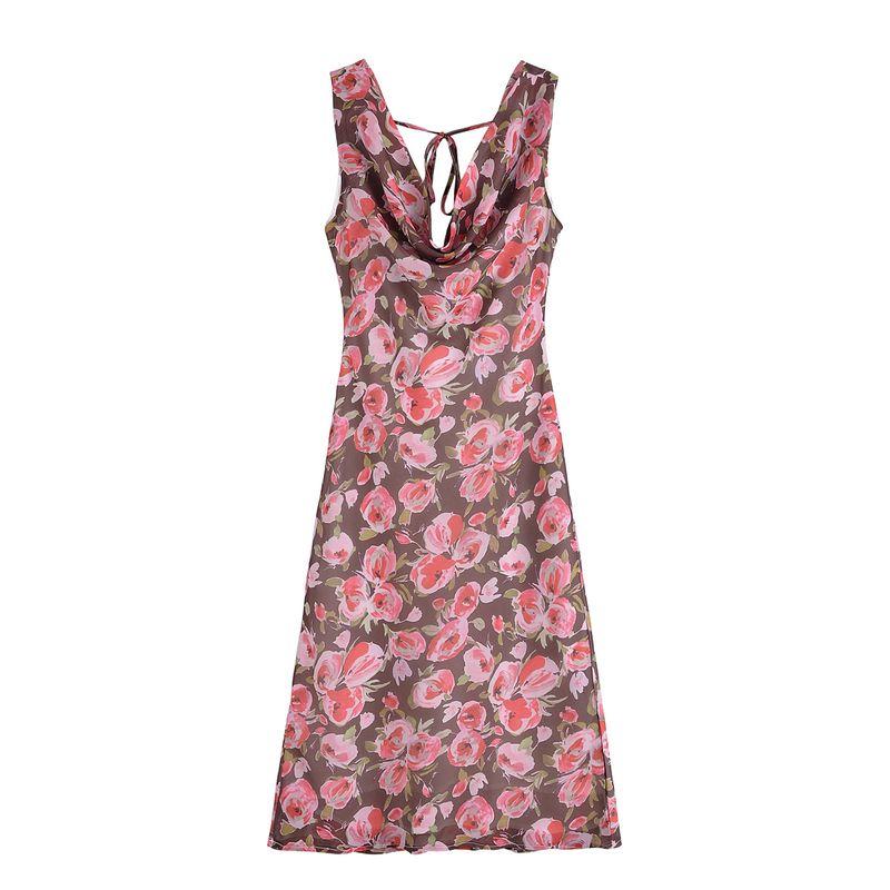 

Kaslead New Arrival Women s Clothing Fashion Style Fashion Minimalist Silm Print Dress 87007200 Flower color L