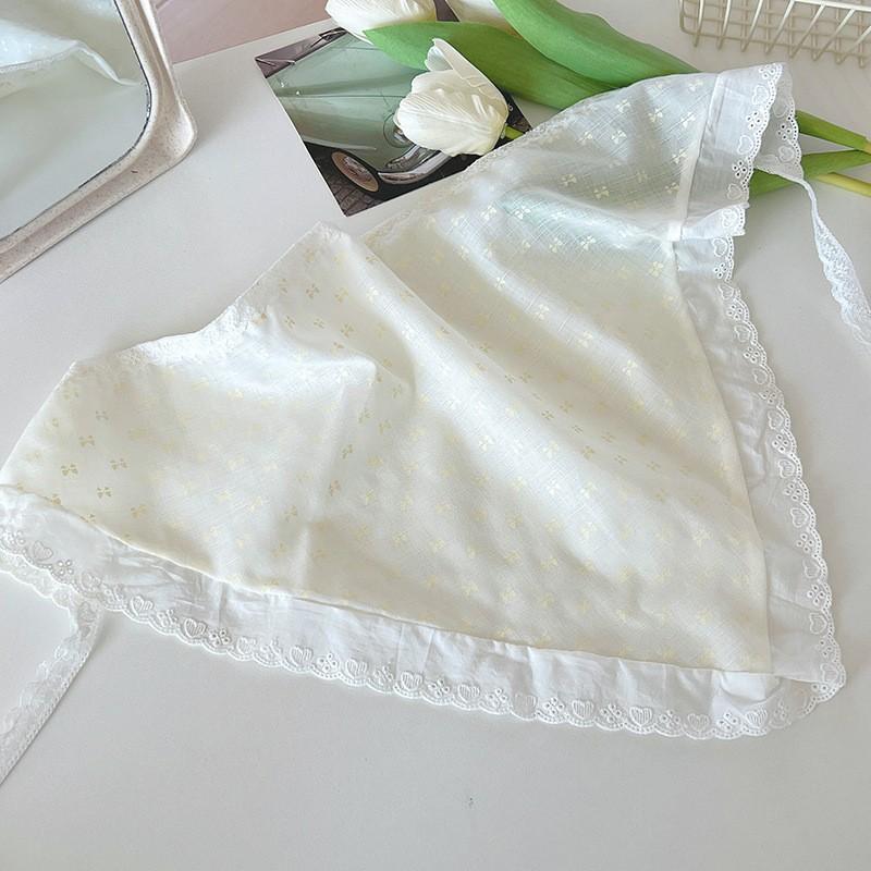Sweet Flower Triangle Hair Scarf Women Headband Trendy French Pastoral Lace Headwear Girls Scarves Summer Hair Accessories