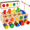 Toddler Montessori Toys Wooden Shape Color Sorting Toys Fine Motor Skill Fishing Game Activities Early Learning Educational Toys
