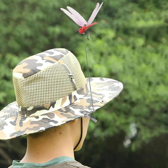 

Dragonfly Clip with Pole Garden Decor Dragonfly Hat Clip 3D Artificial Dragonfly Rod Clip for Men And Women Hat Outdoor Plants червоний