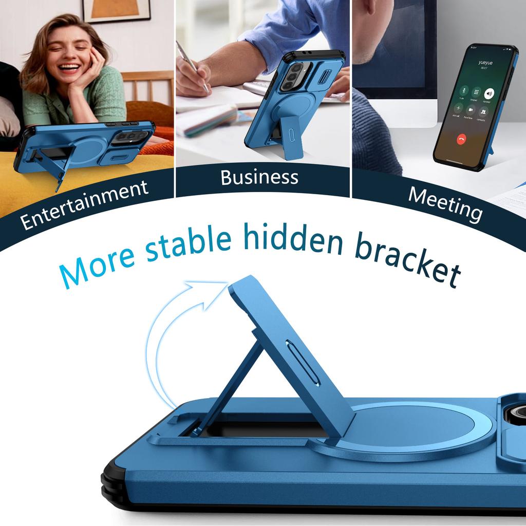 Wefor etui dla Samsunga Galaxy A56 A55 A36 A35 A26 A25 A17 A16 A15 A13 5G 4G z osłoną do sterowania aparatem i regulowaną podstawką