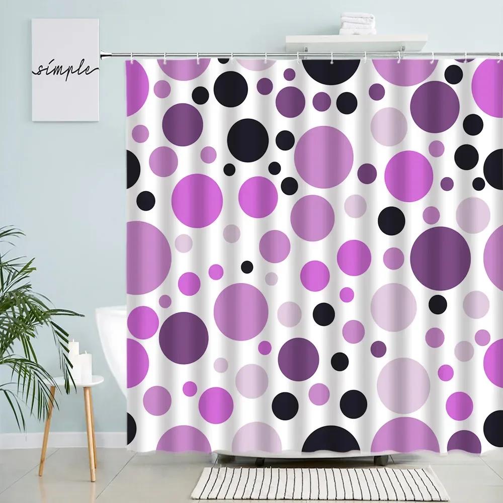 Kreative Geometrische Duschvorhänge Braun Schwarz Rundes Muster Abstrakt Modern Minimalistisch Stoff Badezimmerdeko Badvorhangsets