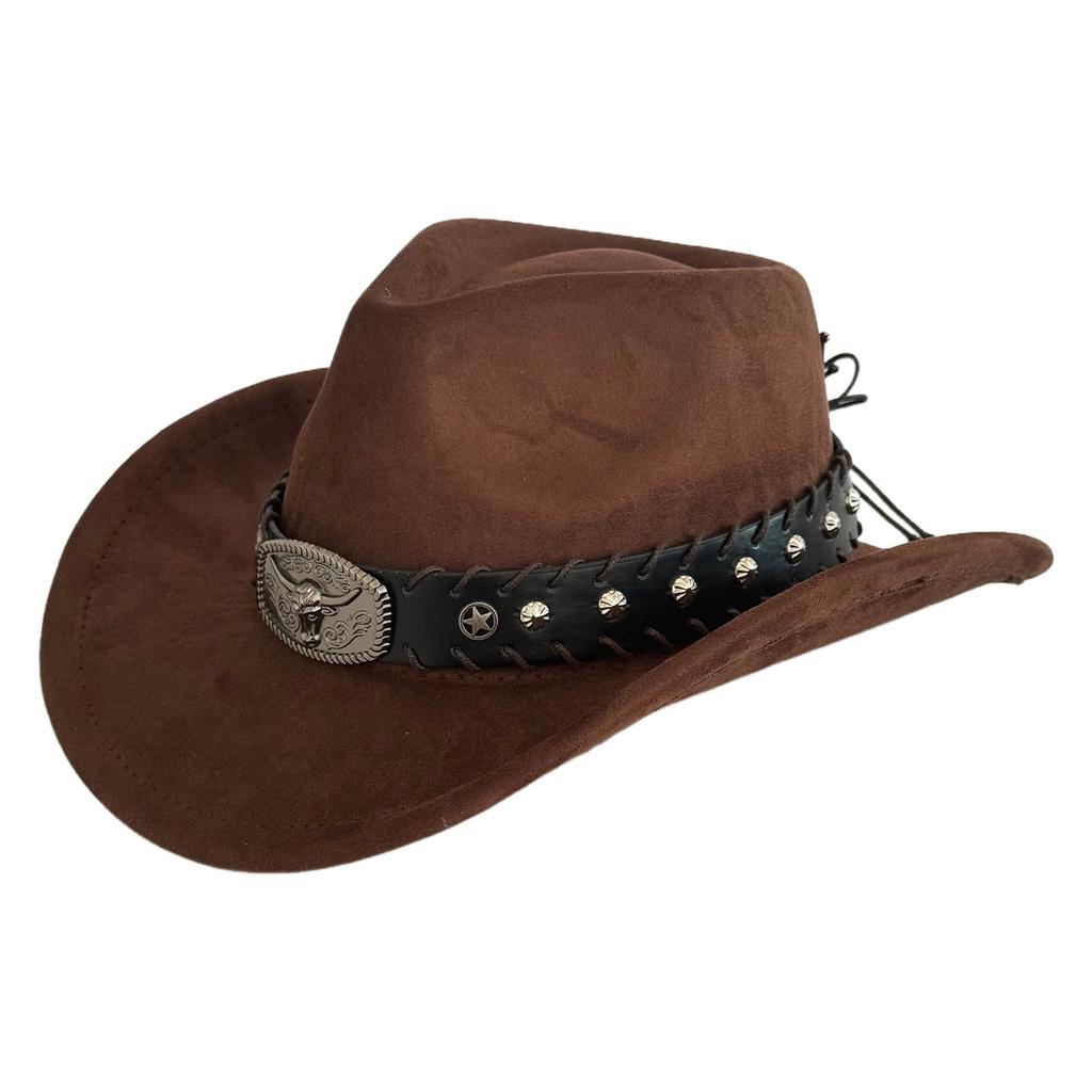 Hot-selling retro bull's head big-brimmed top hat, European and American suede western cowboy hat, men's temperament jazz hat