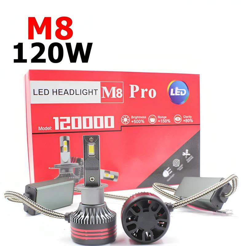 M8 Pro 120W 12000LM H7 LED Headlights Bulb H7 9005 HB3 H8 H11 Car Headlight M8 LED Headlight Kit For Toyota H1