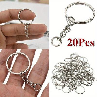 20Pcs Keyring Blanks Key Chain Silver Tone Findings Split Ring