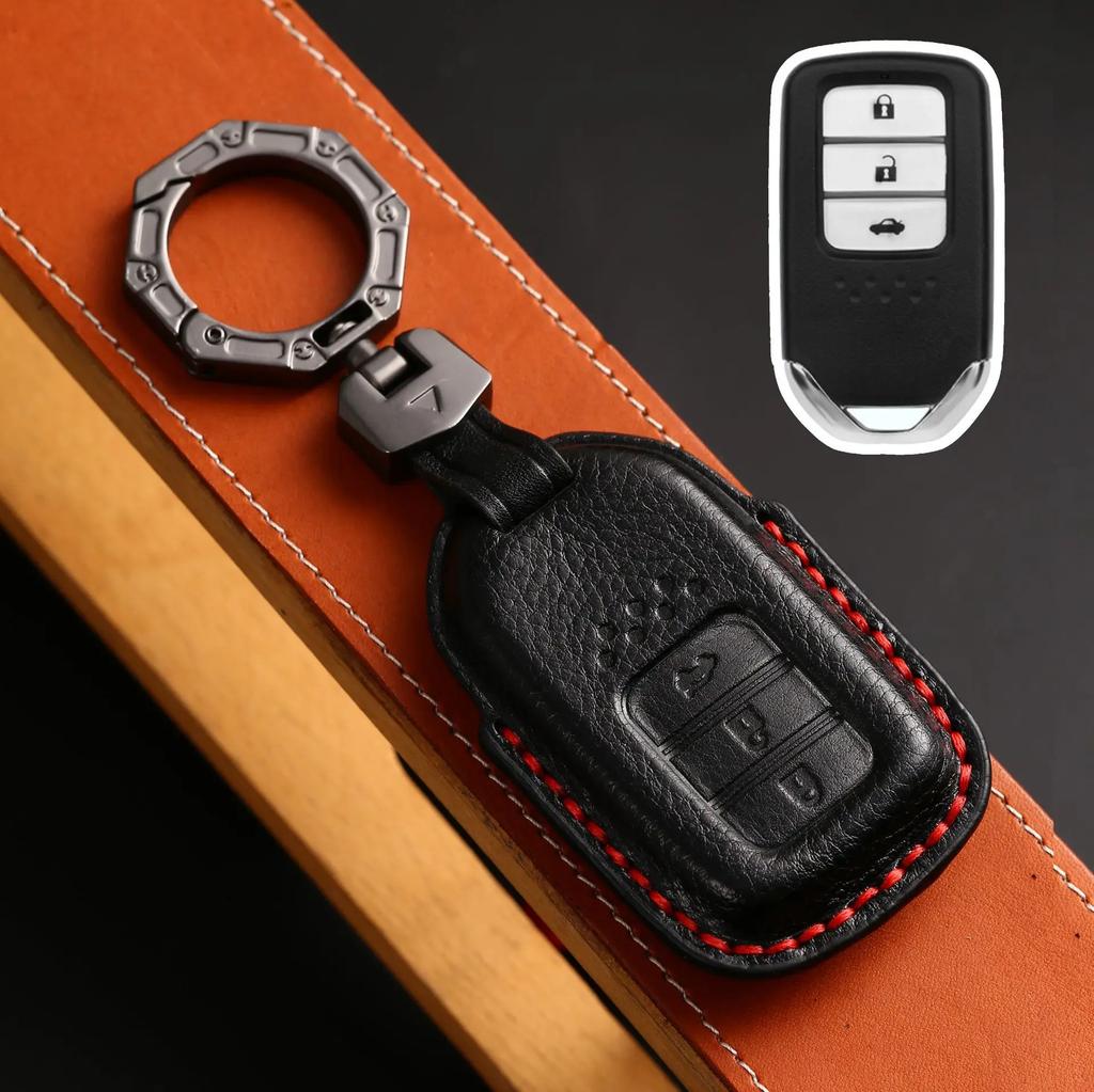 Leather Car Key Case Cover Shell For Honda Civic Accord Vezel Fit Crv Hrv Crz Hrv Polit Jazz Jade Stepwgn Elysion Pilot Odyssey