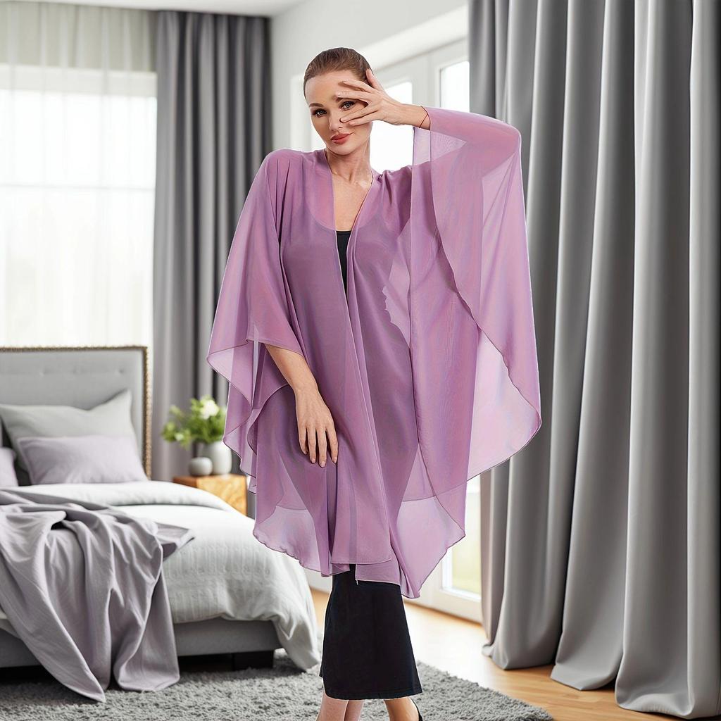 European & American Ethnic Style Mid-Length Solid Color Beach Shawl Scarf - Loose Sun Protection Cover-Up for Travel
