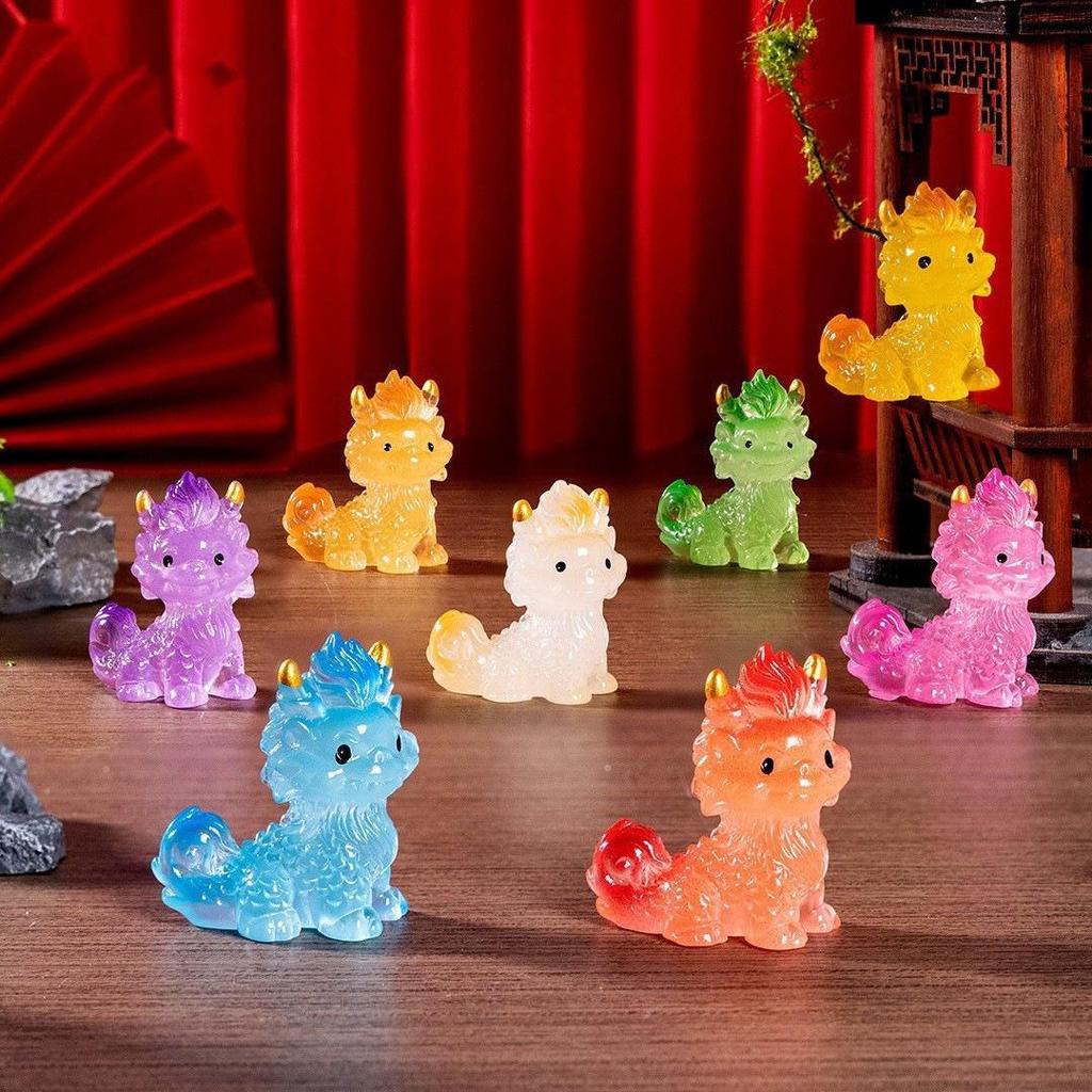 Miniature Luminous Resin Animal Ornaments: Cartoon Desktop & Car Decorations