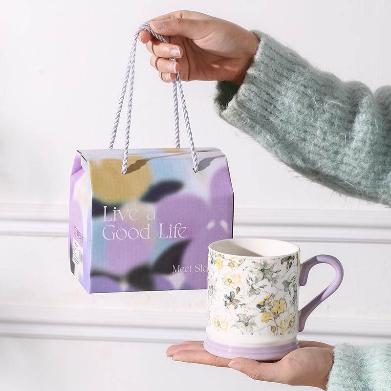 Iris Ceramic Mug Event Opening Gift Creative Flowers High Precision Water Cup Event Business Souvenir