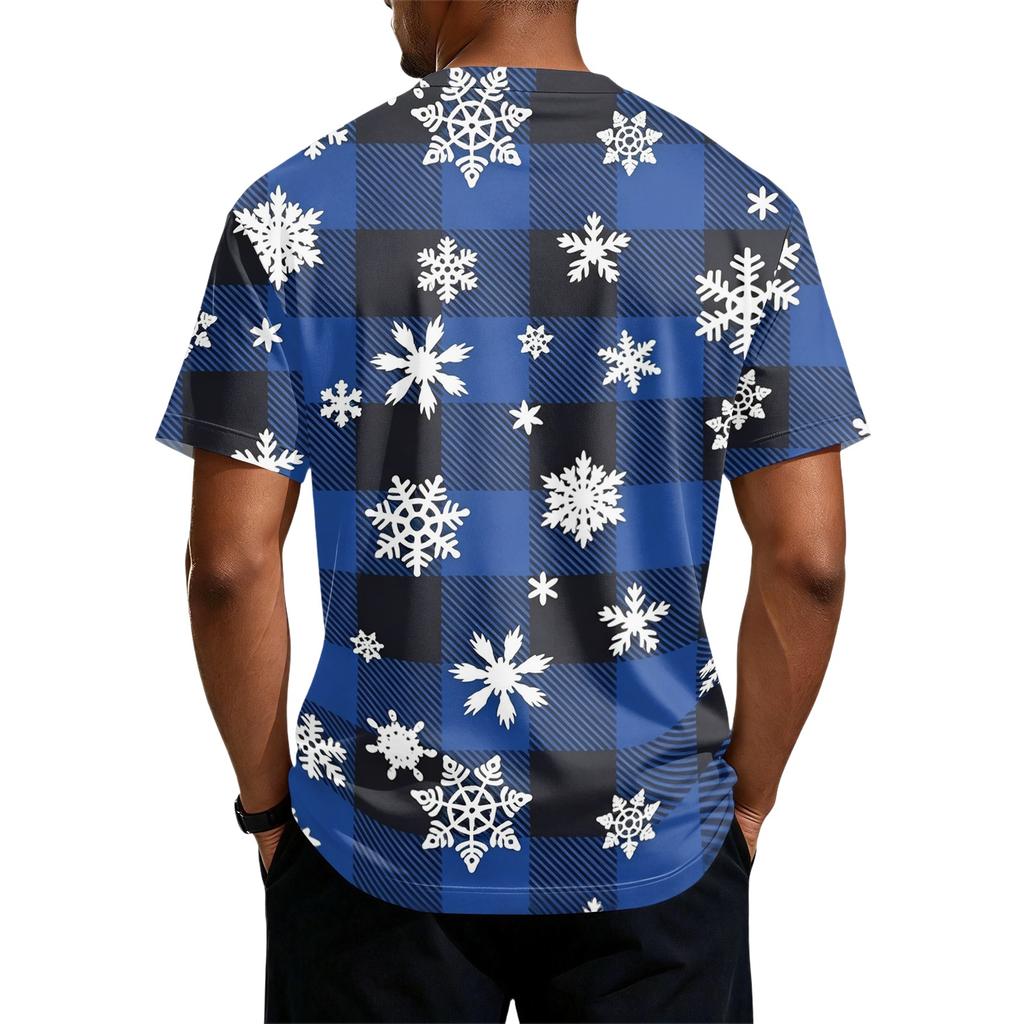 Men's Quick Dry Short Sleeve Neck T-Shirt with Christmas Print