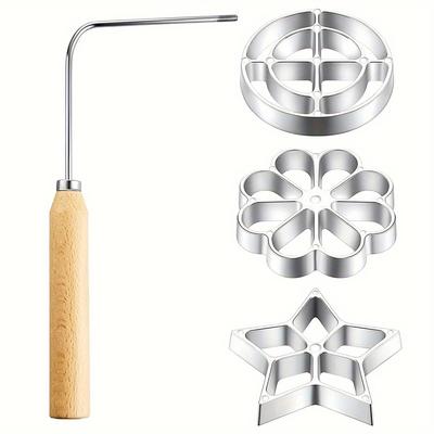 1 Set Metal Waffle Mould Set Rosette Cookie Bunuelos Tool Frying Snack Mold Cookie Bake Mold with Handle Kitchen Baking Tool