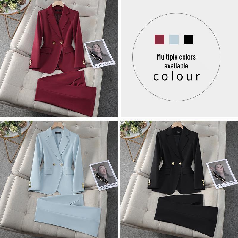 Women's Red Suit Jacket – Spring/Autumn Professional Formal Wear – Elegant Host Annual Meeting Attire – High-End Workwear Set