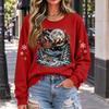Women's Casual Christmas Print Crewneck Top, Holiday Graphic Tee for Parties and Everyday Wear