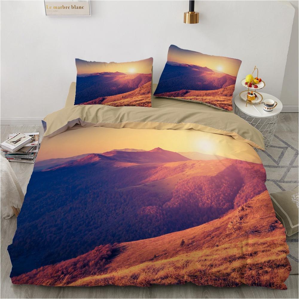 Lightweight 3D Natural Scenery Bedding Set with Landscape Printing Down Duvet Cover AU180 * 210 Full Size Bed Cover Luxury Single/Double Quilt Cover
