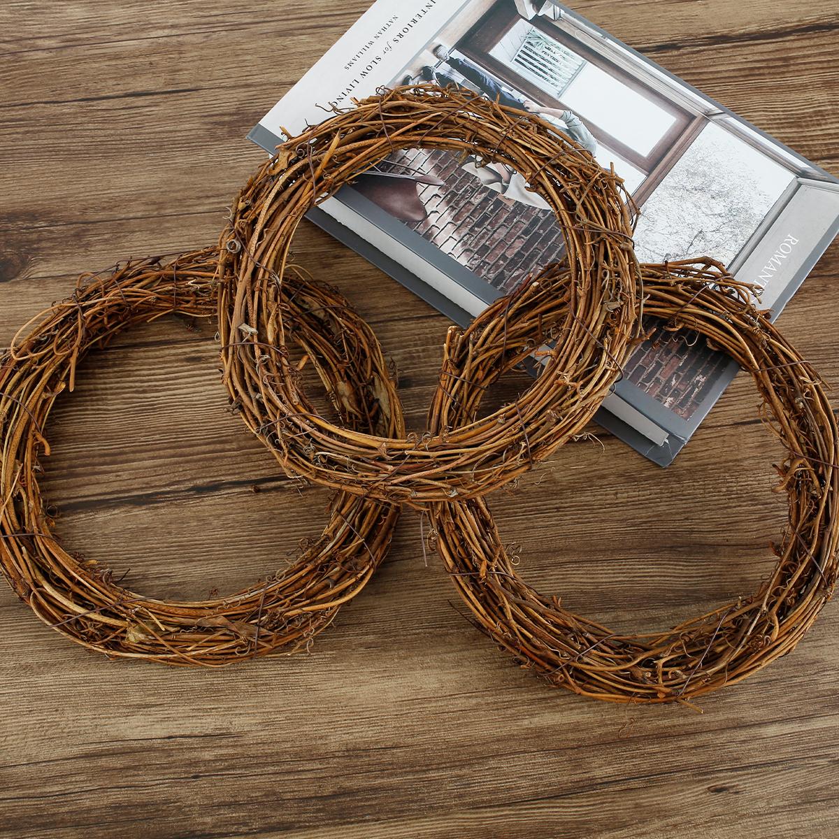 

3/5Pcs Round Natural Rattan Wreath Stem Branch Ring Garland Wedding Birthday Party Decor Supplies Christmas Gift 20/25/30cm