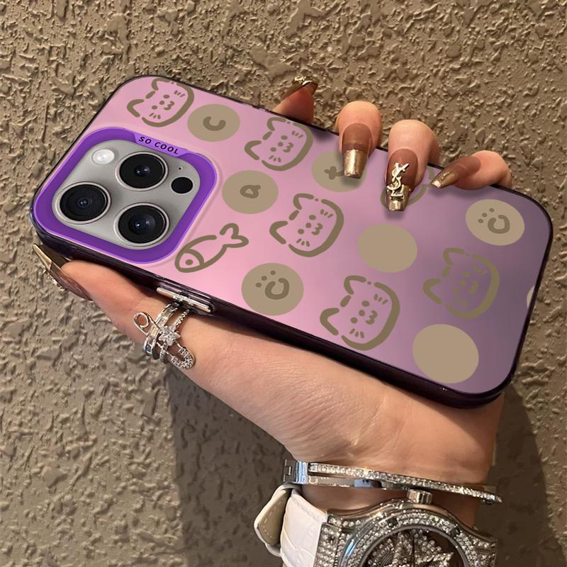 Hand Drawn Style Cat Fish Frosted Case for iPhone 17 Air 16 E 15 14 Plus 13 12 Mini 11 Pro Max Acrylic Sheet Silicone Hard Cover