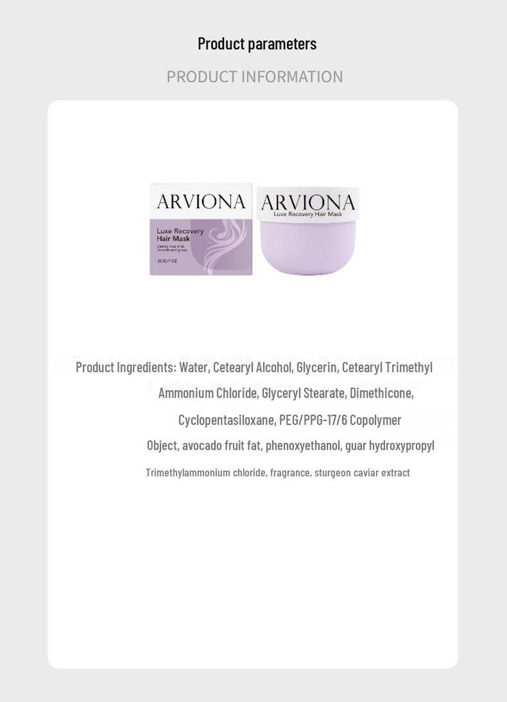 ARVIONA Luxurious Moisturizing Hair Mask for Smooth, Voluminous Hair - Suitable for All Hair Types