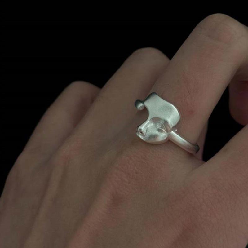 Creative Mystical Masked Face Open Rings For Women Men Goth Style Personality Adjustable Rings Jewelry Gift