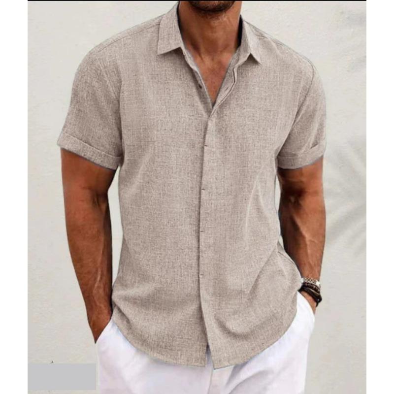 Casual Loose Solid Color Top Men's Short Sleeved Shirts