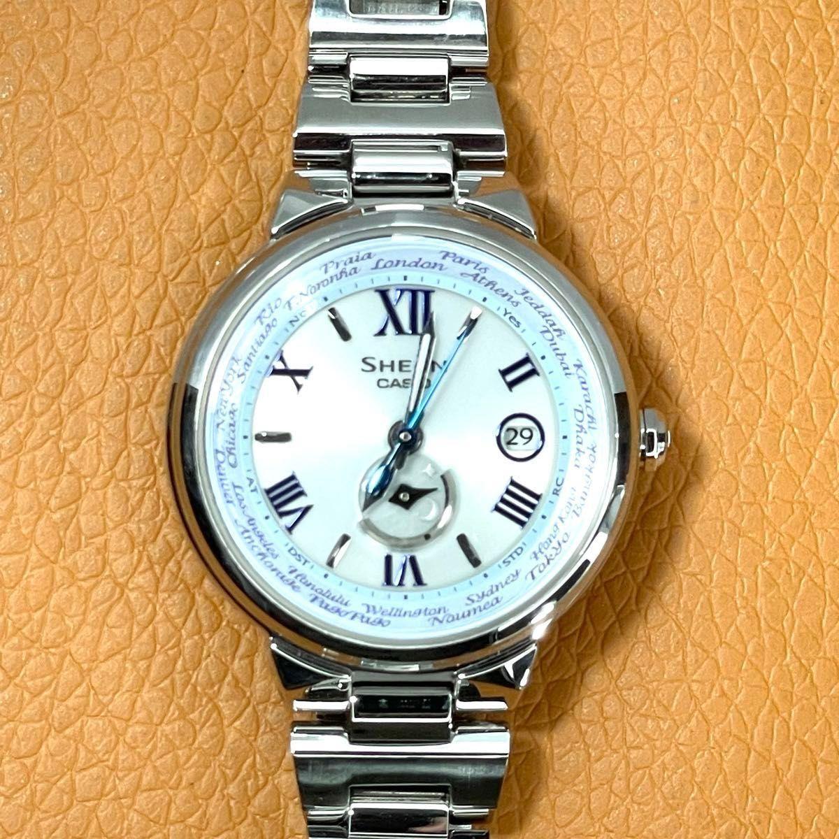 Used CASIO SHEEN Solar Radio Watch World Time Ladies Watch [Good Condition]