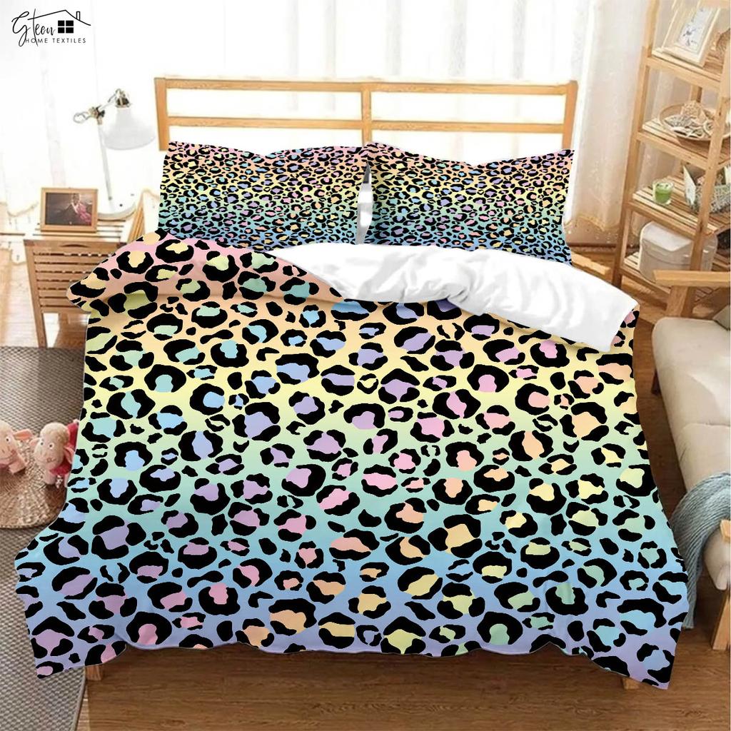 Pink Leopard Black Zebra Print Quilt Cover Soft And Comfortable Duvet Cover Pillowcase Bedding Set Machine Washable 3 Pieces