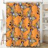 Butterfly Shower Curtain Orange Colorful Design Pattern for Bathroom Decorations High-Quality Fabric Material