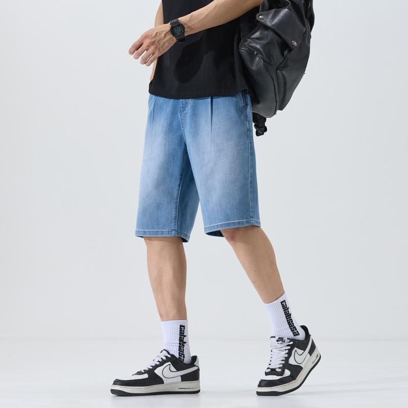 Теннисные шорты Летние Новые Свободные Прямые Джинсы Пятиточечные Брюки средней длины 28