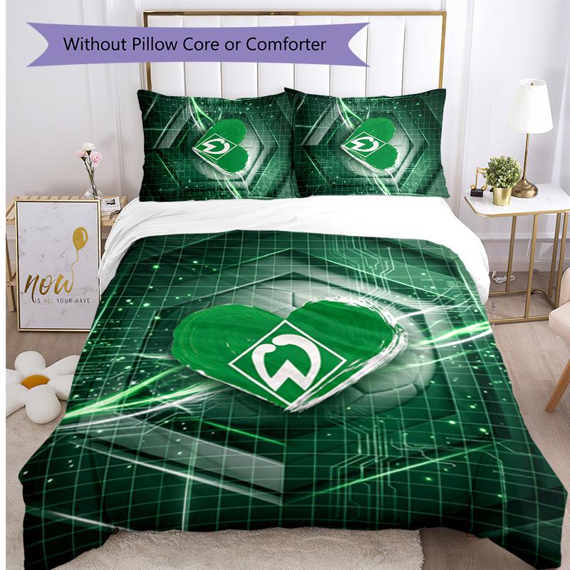 Set Lenzuola 3 Pezzi Stampato Werder Bremen, Comodo Set Copripiumino per Camera da Letto Amico della Pelle