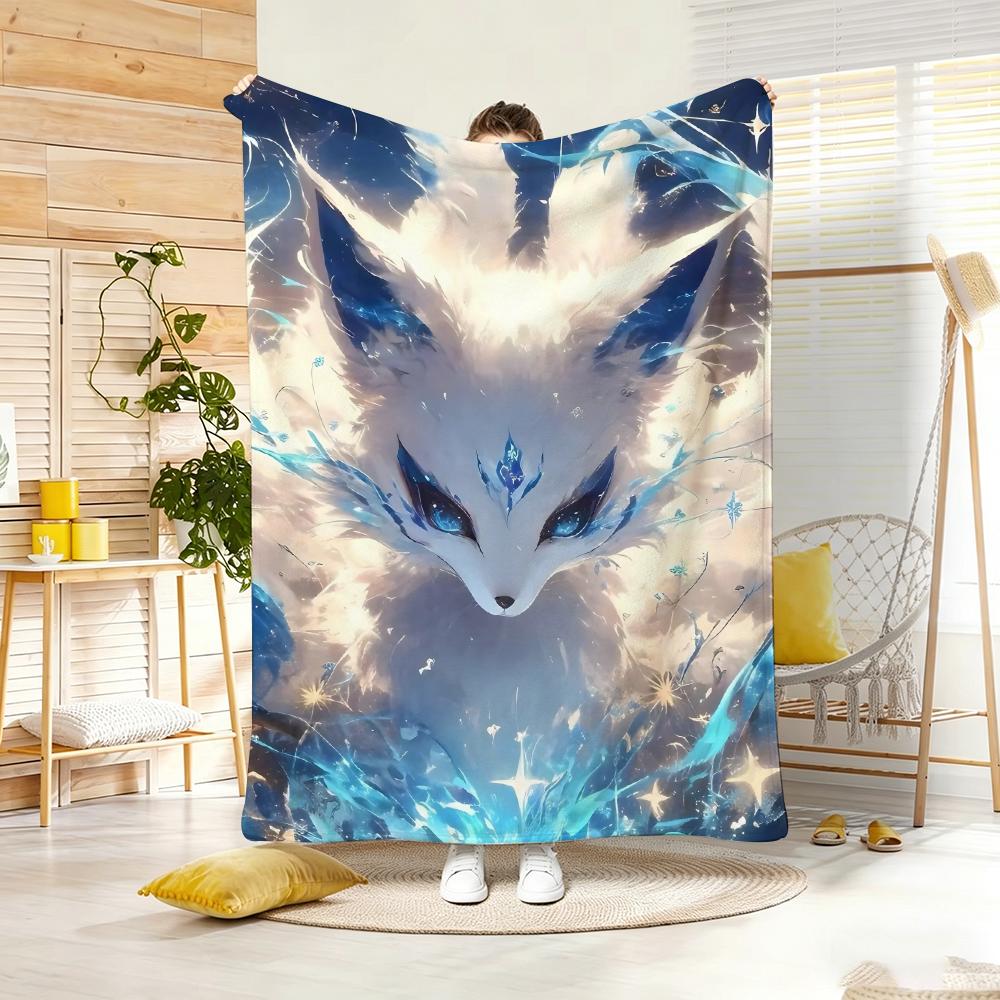 Artistic Pattern N-Nine Tailed Fox Throw Soft Warm Throw Blanket for Bedroom Living Room Bed Travel Camping Picnic Gift