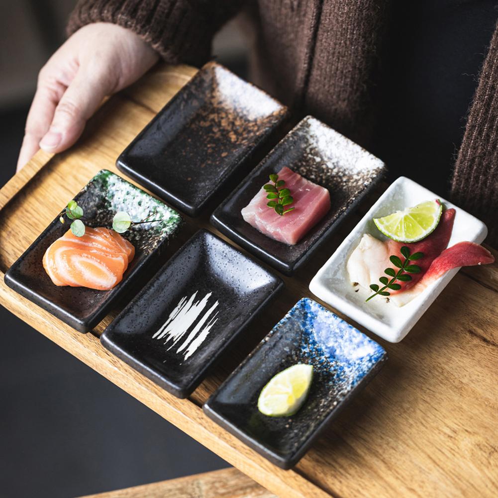 Japanese Sauce Rectangular Dish Household Seasoning Dish Mustard-Soy Small Dish Ceramic Plates Tableware Home Kitchen Supplies