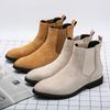 Casual matte high-top leather shoes autumn and winter new large-size British suede Chelsea short boots