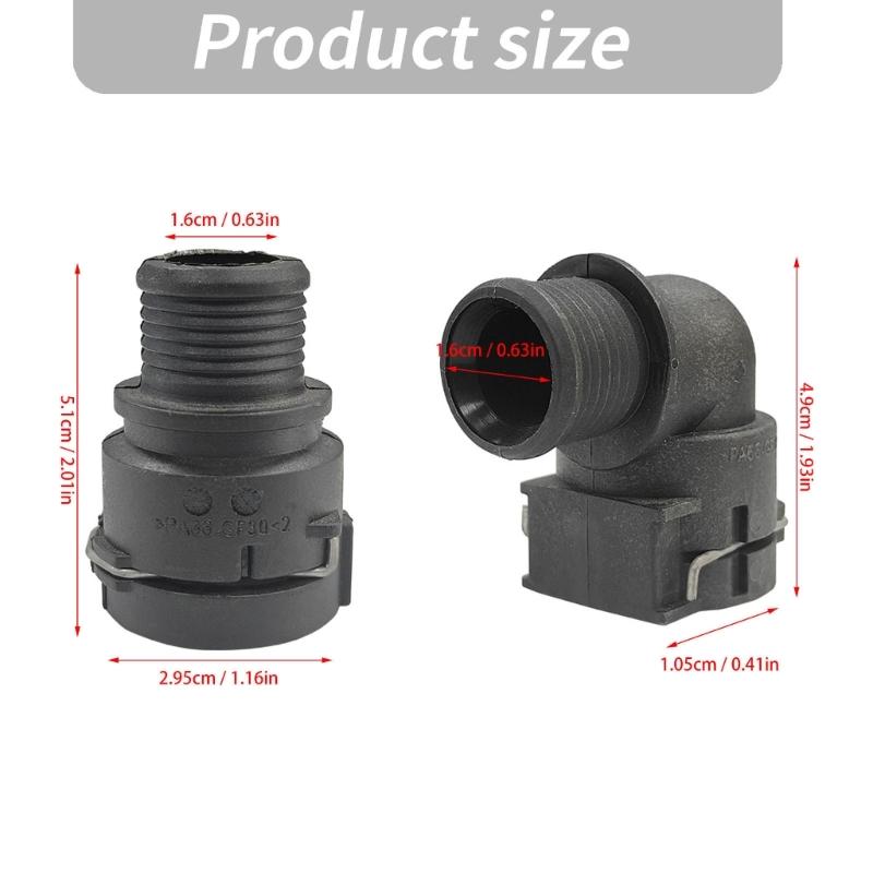 ABS Heater Hose Fitting with Clip-Side Connection and Ribbed Hose End 95089363 95089364 for Automotive Heater-Hose Replacement Work