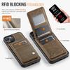 For iPhone 13 6.1 Inch Case AUTSPACE A12 Leather Phone Case with Detachable Card Bag