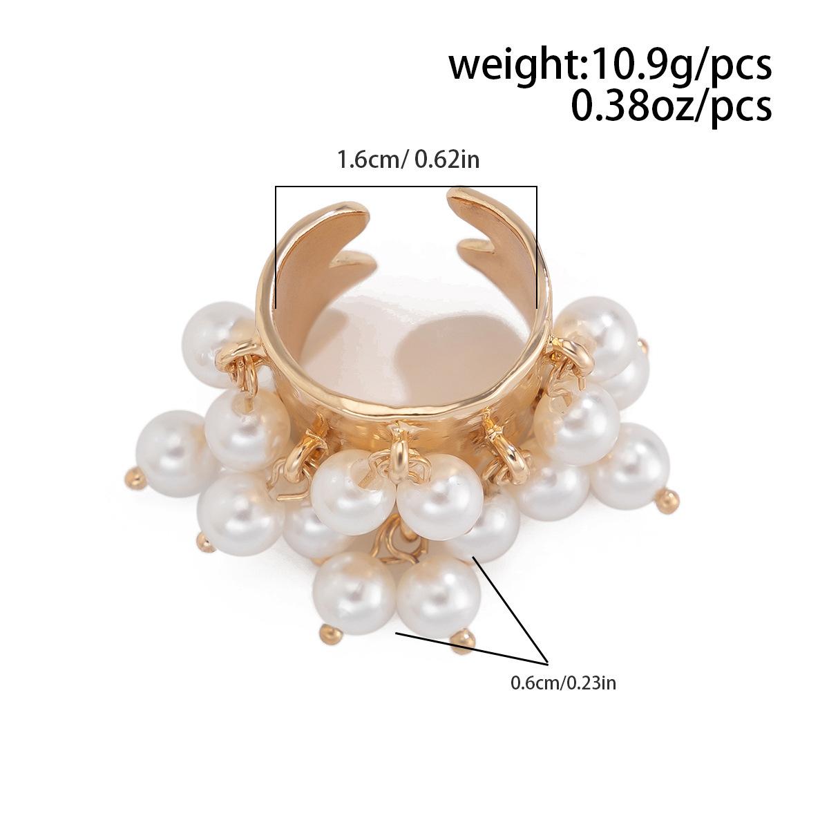

Vintage Colored Gemstones Beads Ball Tassels Wide Ring for Women Personality Exaggerated Metal Open Finger Ring Jewelry Gift
