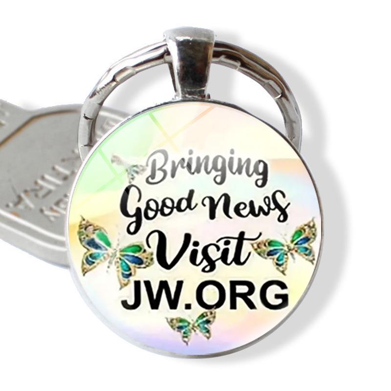 JW.ORG Time Gem Keychain Pendant - Creative Embossed Metal Ring Accessory