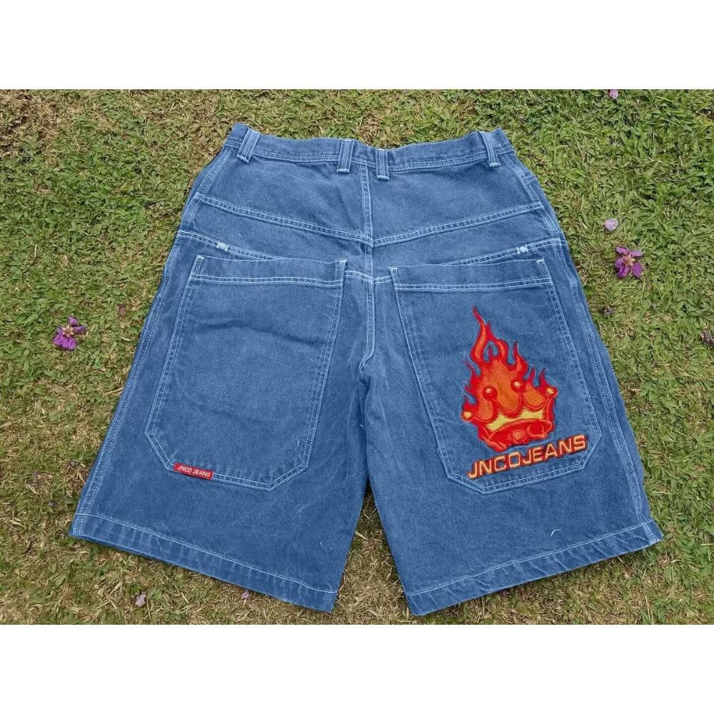 

RogueWave Хіп-хоп Ретро Джинсові Шорти Y2k Блакитний Варений Широкі Прямі Робочі Штани Чоловічі Жіночі Вуличний Одяг Джортси Одяг XXL