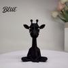 Yoga Giraffe Sculpture 3D Printing Ornament, Meditating Pose Statue, Matte Cross-legged Model Black Cool Texture Decorative for Home Desktop