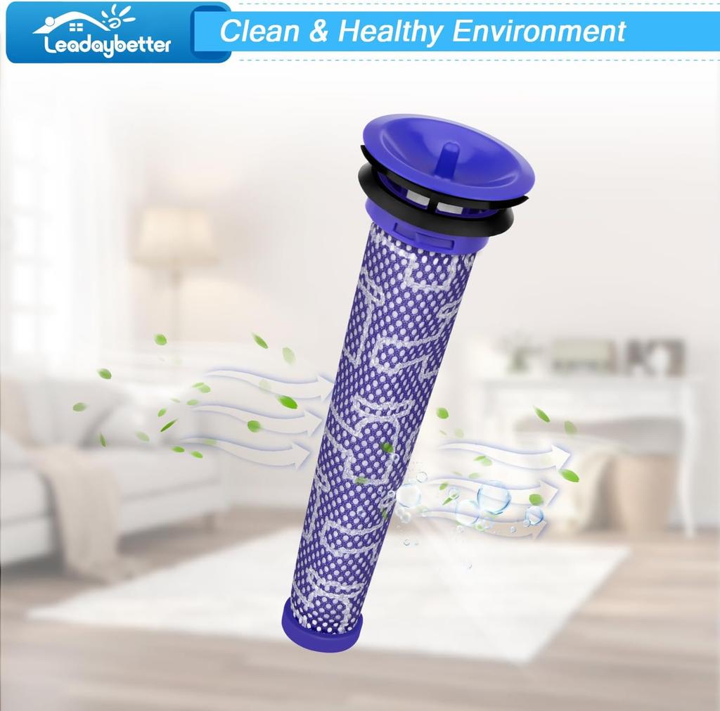 Filter Replacement for Dyson V7 V8 SV10 Animal Absolute Motorhead Cordless Vacuum Cleaner, 2 Post Motor Filters & 2 Pre HEPA Filter Replacements
