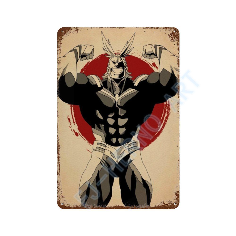 Japan Retro Anime Demon Slayer My Hero Academia Jujutsu Kaisen Metal Tin Sign Plaque Wall Art Home Kids Room Decorative Plates