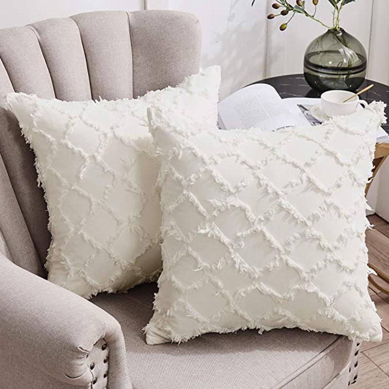 Pillow Home Pillow Cover Double-sided Cotton Linen Checkered Back Pillow Cushion Sofa Lumbar Pillow