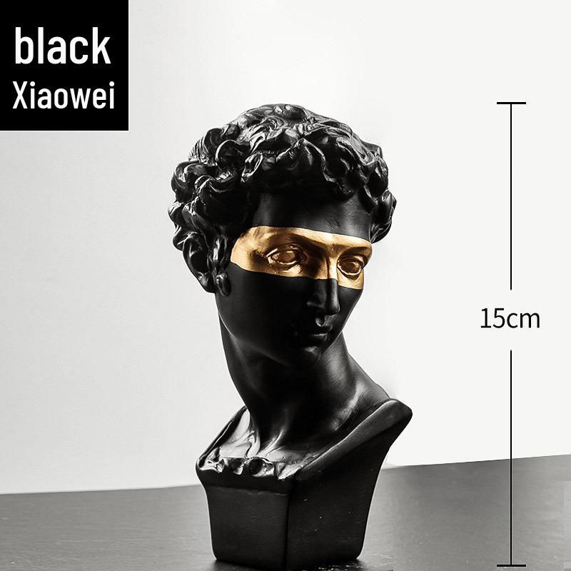 15cm Black Gold David Head Resin Plaster Art Sketch Model Ornament