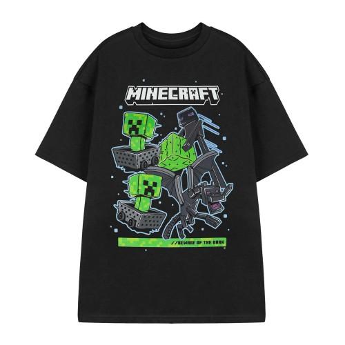 Minecraft Męska koszulka z krótkim rękawem Uważaj na ciemność